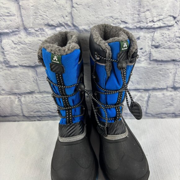 Kamik Boys Youth 4 Luke 3 Blue Black Insulated Waterproof Winter Snow Boots - Picture 4 of 12